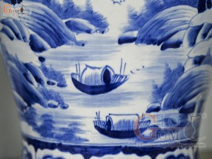 Đôi chóe men trắng vẽ Tùng Lộc xanh lam, 30L