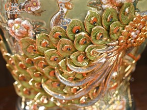 Đôi chóe men vân mây đắp nổi Công Đào Phú Quý, 30L