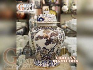 Đôi chóe vẽ Vàng cao cấp họa tiết Tứ Cảnh, 40 Lít ( 1 Đôi )