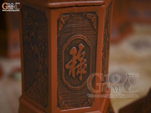 Đôi đôn gốm lục giác khắc nổi, cao 40cm