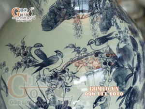 Đôi lọ lục bình họa tiết  tùng công phú quý, cao 1m6