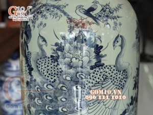 Đôi lọ lục bình họa tiết  tùng công phú quý, cao 1m6