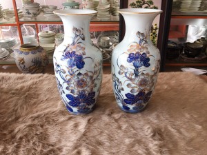 Đôi lọ lộc bình men rong cổ vẽ vàng kim 24k cao cấp cao 32cm