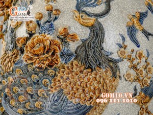 Đôi lộc bình Công Đào men rạn đắp nổi - cao 160cm