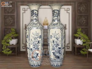 Đôi lộc bình họa tiết Tứ Cảnh men tràm cổ, cao 1m6