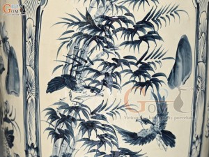 Đôi lộc bình họa tiết Tứ Cảnh men tràm cổ, cao 1m6