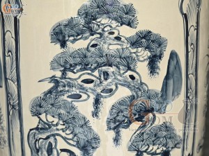 Đôi lộc bình họa tiết Tứ Cảnh men tràm cổ, cao 1m6