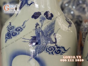 Đôi lộc bình men bóng, vẽ Bát Tiên 1m6 – Hàng vẽ kĩ