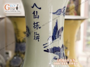 Đôi lộc bình men bóng, vẽ Bát Tiên 1m6 – Hàng vẽ kĩ