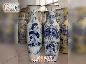 Đôi lộc bình men bóng, vẽ Phúc Đức 1m6 – Hàng vẽ kĩ