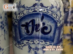 Đôi lộc bình men bóng, vẽ Phúc Đức 1m6 – Hàng vẽ kĩ