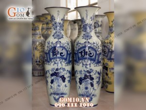 Đôi lộc bình men bóng, vẽ Phúc Đức 1m4 – Hàng vẽ kĩ