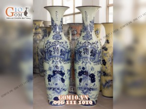 Đôi lộc bình men bóng, vẽ Phúc Mãn Đường 1m2 – Hàng vẽ kĩ