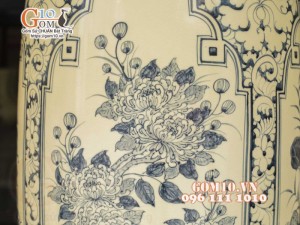 Đôi lộc bình men cổ họa tiết Tứ cảnh Tùng Cúc Sen Mai, cao 1m55 (Cả chân)