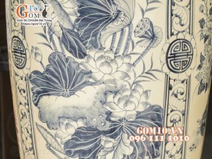 Đôi lộc bình men cổ họa tiết Tứ cảnh Tùng Cúc Sen Mai, cao 1m55 (Cả chân)