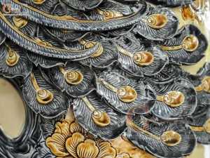 Đôi lộc bình men hoàng tộc đắp nổi Công Đào Phú Quý kênh, cao 1m4