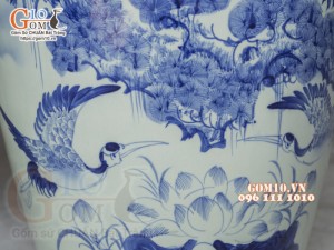 Đôi lộc bình men lam cổ họa tiết Bích Thu Đồ, cao 1m55