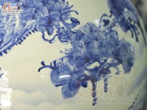 Đôi lộc bình men lam cổ vẽ cảnh Sơn Thủy Hữu Tình, cao 1m40