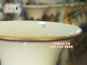 Đôi lộc bình men lam họa tiết Công Tùng, cao 1m4 - vẽ Vàng 24k
