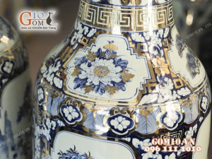 Đôi lộc bình men lam họa tiết Tứ Cảnh Tùng Cúc Trúc Mai, cao 1m4