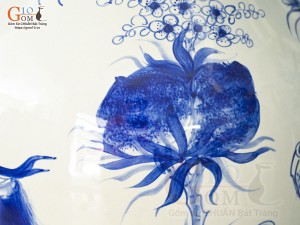 Đôi lộc bình men lam vẽ Phúc Đức Trường Thọ, cao 1m40