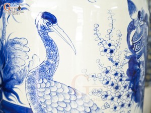 Đôi lộc bình men lam vẽ Phúc Đức Trường Thọ, cao 1m40