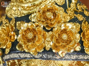 Đôi lộc bình men màu đắp nổi Phúc Đức kênh Dát Vàng, cao 1m60 