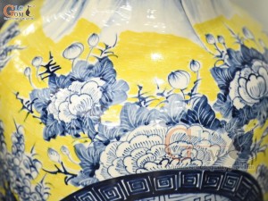 Đôi lộc bình men màu vẽ Chép Sen - Phúc Lộc, cao 80cm