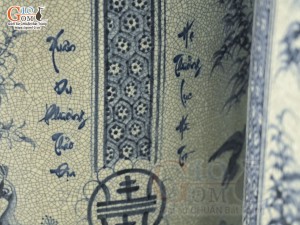 Đôi lộc bình men rạn cổ vẽ Tứ Cảnh Bốn Mùa, cao 1m60