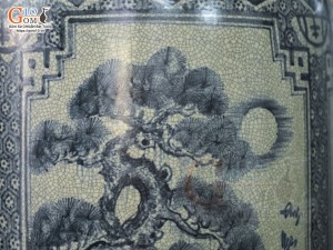 Đôi lộc bình men rạn cổ vẽ Tứ Cảnh Bốn Mùa, cao 1m60