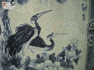 Đôi lộc bình men rạn cổ vẽ Tứ Cảnh Bốn Mùa, cao 1m60