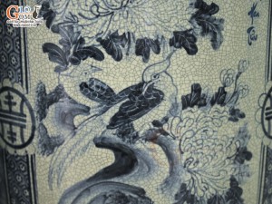 Đôi lộc bình men rạn cổ vẽ Tứ Cảnh Bốn Mùa, cao 1m60