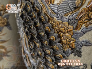 Đôi lộc bình men rạn đắp nổi Công Đào kênh , cao 1m4