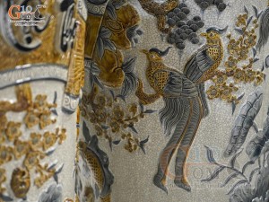 Đôi lộc bình men rạn đắp nổi Phúc Lộc Thọ Công kênh, cao 1m55