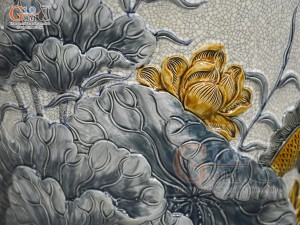 Đôi lộc bình men rạn đắp nổi Phúc Lộc Thọ Công kênh, cao 1m55