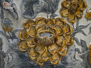 Đôi lộc bình men rạn đắp nổi Phúc Lộc Thọ Công kênh, cao 1m55