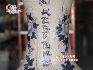 Đôi lộc bình men rạn họa tiết Phúc Đức, cao 1m2