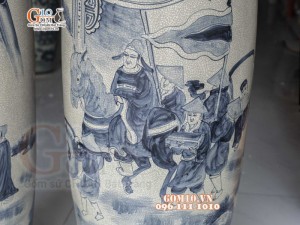 Đôi lộc bình men rạn họa tiết Vinh Quy Bái Tổ 1m75