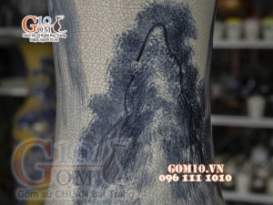 Đôi lộc bình men rạn họa tiết Vinh Quy Bái Tổ 1m75