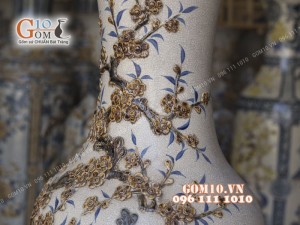 Đôi lộc bình men rạn nổi Công Đào nâu, cao 1m40