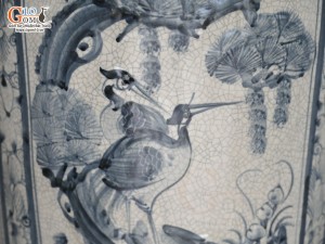 Đôi lộc bình men rạn nổi Tứ Cảnh Phúc Đức, cao 1m4