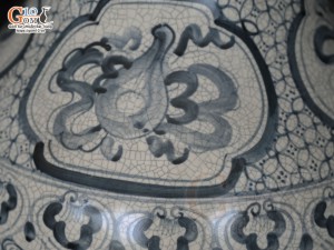 Đôi lộc bình men rạn nổi Tứ Cảnh Phúc Đức, cao 1m4