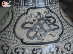 Đôi lộc bình men rạn nổi Tứ Cảnh Phúc Đức, cao 1m4