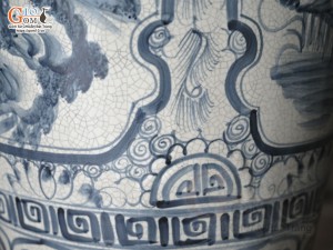 Đôi lộc bình men rạn nổi Tứ Cảnh Phúc Đức, cao 1m4