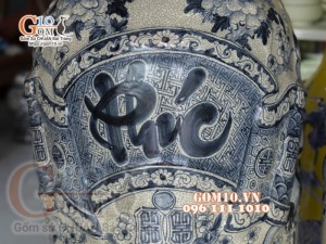 Đôi lộc bình men rạn nổi vẽ Phúc - Đức hàng vẽ kĩ 175cm (cả chân kê) 