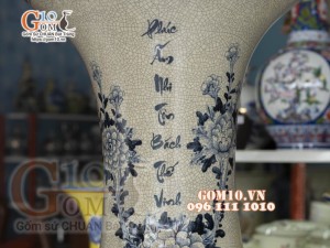 Đôi lộc bình men rạn nổi vẽ Phúc - Đức hàng vẽ kĩ 175cm (cả chân kê) 