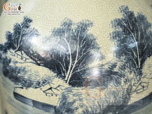 Đôi lộc bình men rạn vẽ Công Đảo Phú Quý, cao 1m60