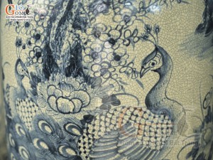 Đôi lộc bình men rạn vẽ Công Đảo Phú Quý, cao 1m60