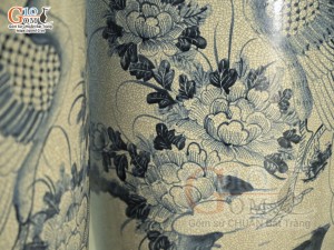 Đôi lộc bình men rạn vẽ Công Đảo Phú Quý, cao 1m60