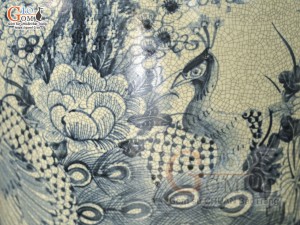 Đôi lộc bình men rạn vẽ Công Đảo Phú Quý, cao 1m60